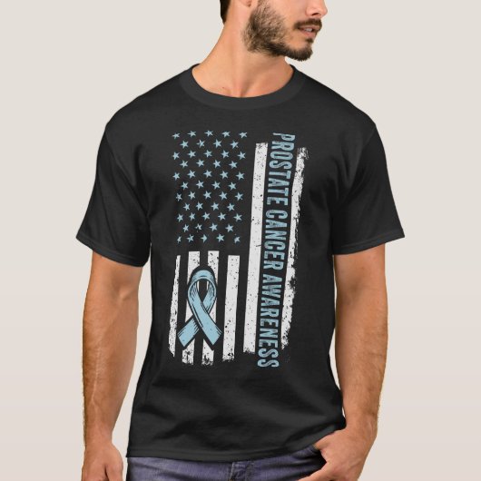 Prostate Cancer America Flag Prostate Cancer Aware T-Shirt (Vorderseite)