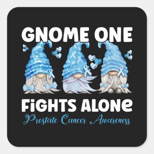 Prostate Cancer Awareness Light Blue Gnome Quadratischer Aufkleber (Vorderseite)