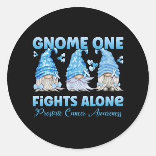 Prostate Cancer Awareness Light Blue Gnome Runder Aufkleber (Vorderseite)