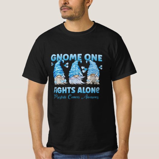 Prostate Cancer Awareness Light Blue Gnome T-Shirt (Vorderseite)