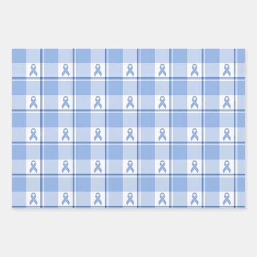 Prostate Cancer Awareness Plaid Light Blue Ribbon Geschenkpapier Set (Vorderseite 3)