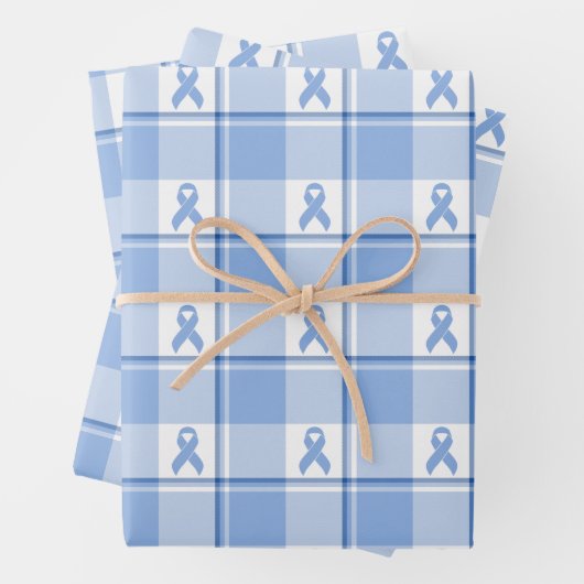 Prostate Cancer Awareness Plaid Light Blue Ribbon Geschenkpapier Set (Beispiel)