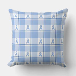 Prostate Cancer Awareness Plaid Light Blue Ribbon Kissen