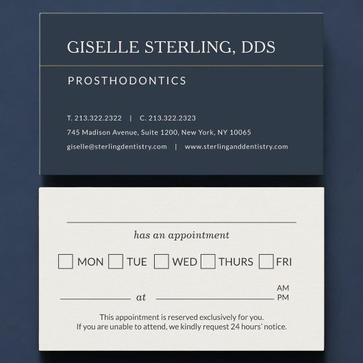 Prosthodontics Office Appointment Reminder Visitenkarte