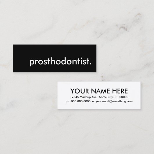 Prosthodontist. Mini Visitenkarte (Vorne/Hinten)