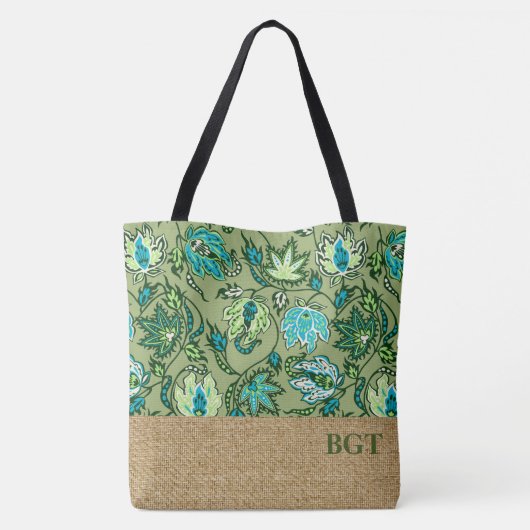 Protea Batik Hawaiian Tropical Monogram Beach Bag Tasche (Rückseite)