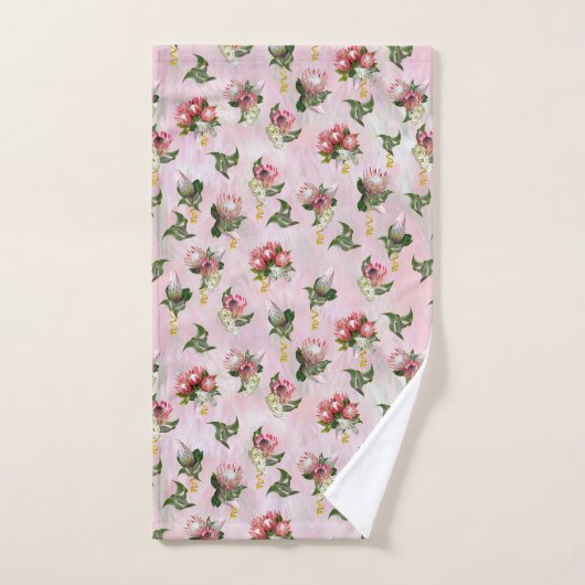 Protea Blume Bouquets mit Salbei-Blätter Badhandtuch Set (Handtuch)