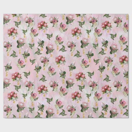 Protea Blume Bouquets mit Salbei-Blätter Geschenkpapier (Flach)