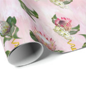 Protea Blume Bouquets mit Salbei Blätter Kosmetik Geschenkpapier (Rolleneckpunkt)