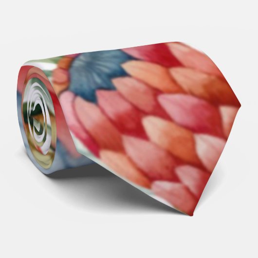 Protea Blume Colorful Watercolor Krawatte (Gerollt)
