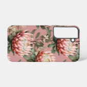 Protea Blume Fynbos Pink White Green Phone Case Samsung Galaxy Hülle (Rückseite (Horizontal))