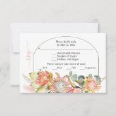 Protea Blume Pampas Gras Salbei Grüne Hochzeit RSV RSVP Karte (Vorderseite)