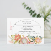 Protea Blume Pampas Gras Salbei Grüne Hochzeit RSV RSVP Karte (Stehend Vorderseite)