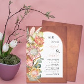 Protea Blume Pampas Gras Sterracotta Hochzeit Einladung