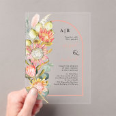 Protea Blume Pampas Gras und Eukalyprus Hochzeit Acryleinladungen (Insitu (Handheld))