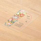 Protea Blume Pampas Gras und Eukalyprus Hochzeit Acryleinladungen (Ablage )