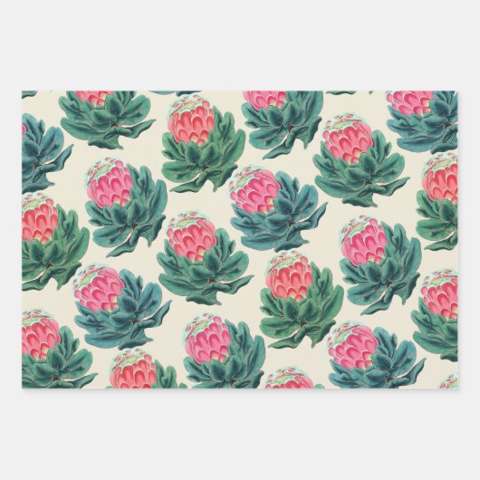 Protea Blume Pattern Geschenkpapier Set (Vorderseite)