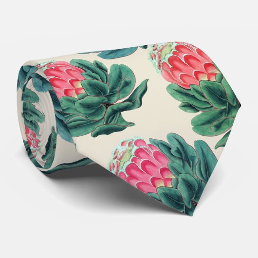 Protea Blume Pattern  Krawatte (Gerollt)