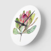 Protea-Blume Runde Wanduhr (Winkel)