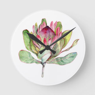 Protea-Blume Runde Wanduhr