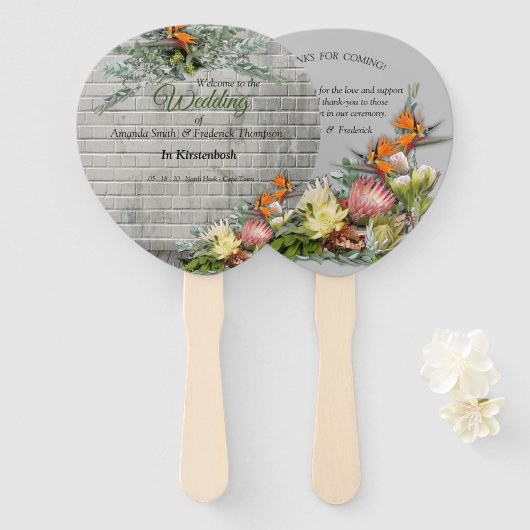 Protea - Blume Strelitzia Fächer (Vorne und Hinten)