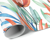 Protea Blume und Palmen Blätter tropische Muster Geschenkpapier (Rolleneckpunkt)