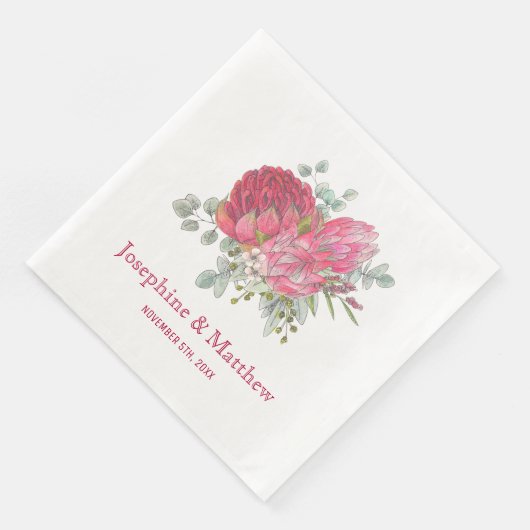 Protea Blume & Waratah Wedding Serviette (Ecke)