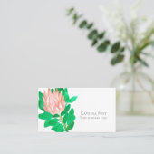 Protea Blume Wasserfarbene Pflanze Botanisches Ros Visitenkarte (Stehend Vorderseite)