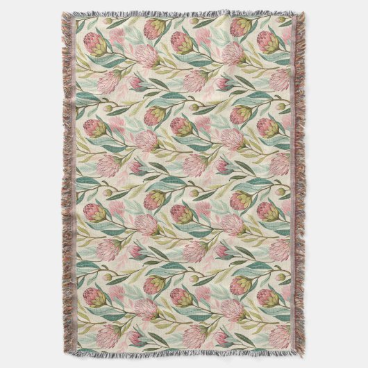 Protea Blume Wüste Blumenrosa Muster Decke (Vorderseite Vertikal)