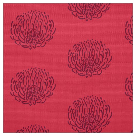 Protea-Blumendruck: rot Stoff (Muster)