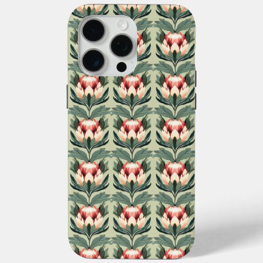 Protea-Blumenmuster Korallen-Sage-Töne iPhone-Hüll Case-Mate iPhone Hülle (Rückseite)