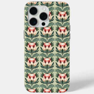 Protea-Blumenmuster Korallen-Sage-Töne iPhone-Hüll iPhone 15 Pro Max Hülle