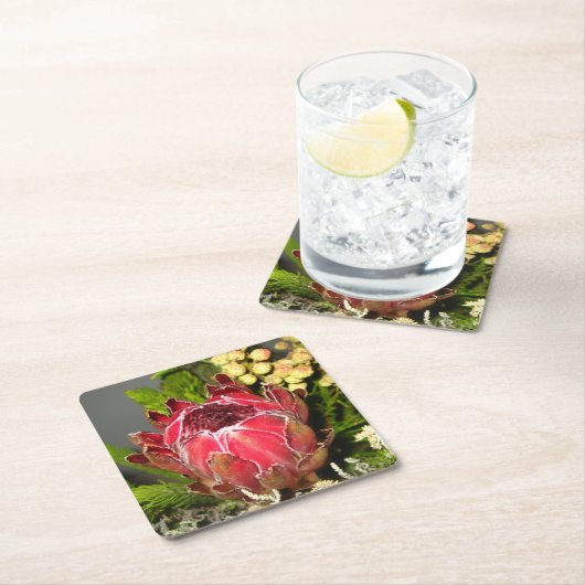 Protea-Blumenstrauß Rechteckiger Pappuntersetzer (Vor Ort)