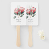 Protea Blush Wasserfarbe Blume Hochzeit Fächer (Vorne und Hinten)