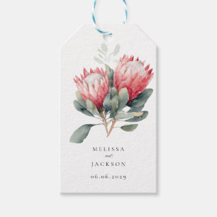 Protea Blush Wasserfarbe Blume Hochzeit Geschenkanhänger