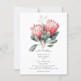 Protea Blush Wasserfarbe Blume Hochzeit Postkarte