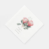 Protea Blush Wasserfarbe Blume Hochzeit Serviette (Ecke)