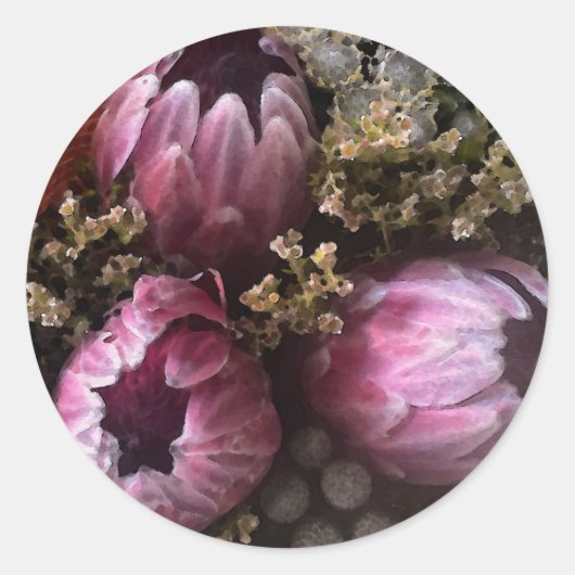 Protea Bouquet Runder Aufkleber (Vorderseite)