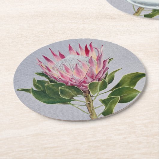 Protea Coaster Runder Pappuntersetzer (Angewinkelt)