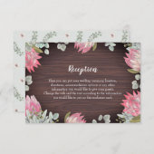 Protea Eukalyptus Foliage Wood Rustikale Hochzeit Begleitkarte (Vorne/Hinten)