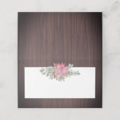 Protea Eukalyptus Foliage Wood Rustikale Hochzeit Platzkarte (Außenseite Aufgefaltet)