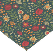Protea Floral Block Print Millefleur Dunkel Kurzer Tischläufer (Ecke)