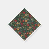 Protea Floral Block Print Millefleur Dunkel Serviette (Ecke)