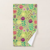 Protea Floral Block Print Millefleur Grün Badhandtuch Set (Handtuch)