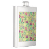 Protea Floral Block Print Millefleur Grün Flachmann (Rechts)