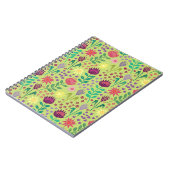 Protea Floral Block Print Millefleur Grün Notizblock (Linke Seite)
