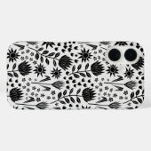 Protea Floral Block Print Millefleur Schwarz-weiß Case-Mate iPhone Hülle (Rückseite (Horizontal))