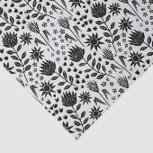 Protea Floral Block Print Millefleur Schwarz-weiß Seidenpapier (Ausschnitt)