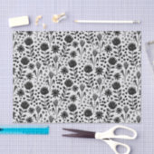 Protea Floral Block Print Millefleur Schwarz-weiß Seidenpapier (Handwerk)