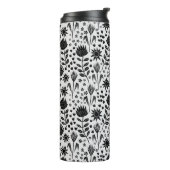 Protea Floral Block Print Millefleur Schwarz-weiß Thermosbecher (Nach links gedreht)